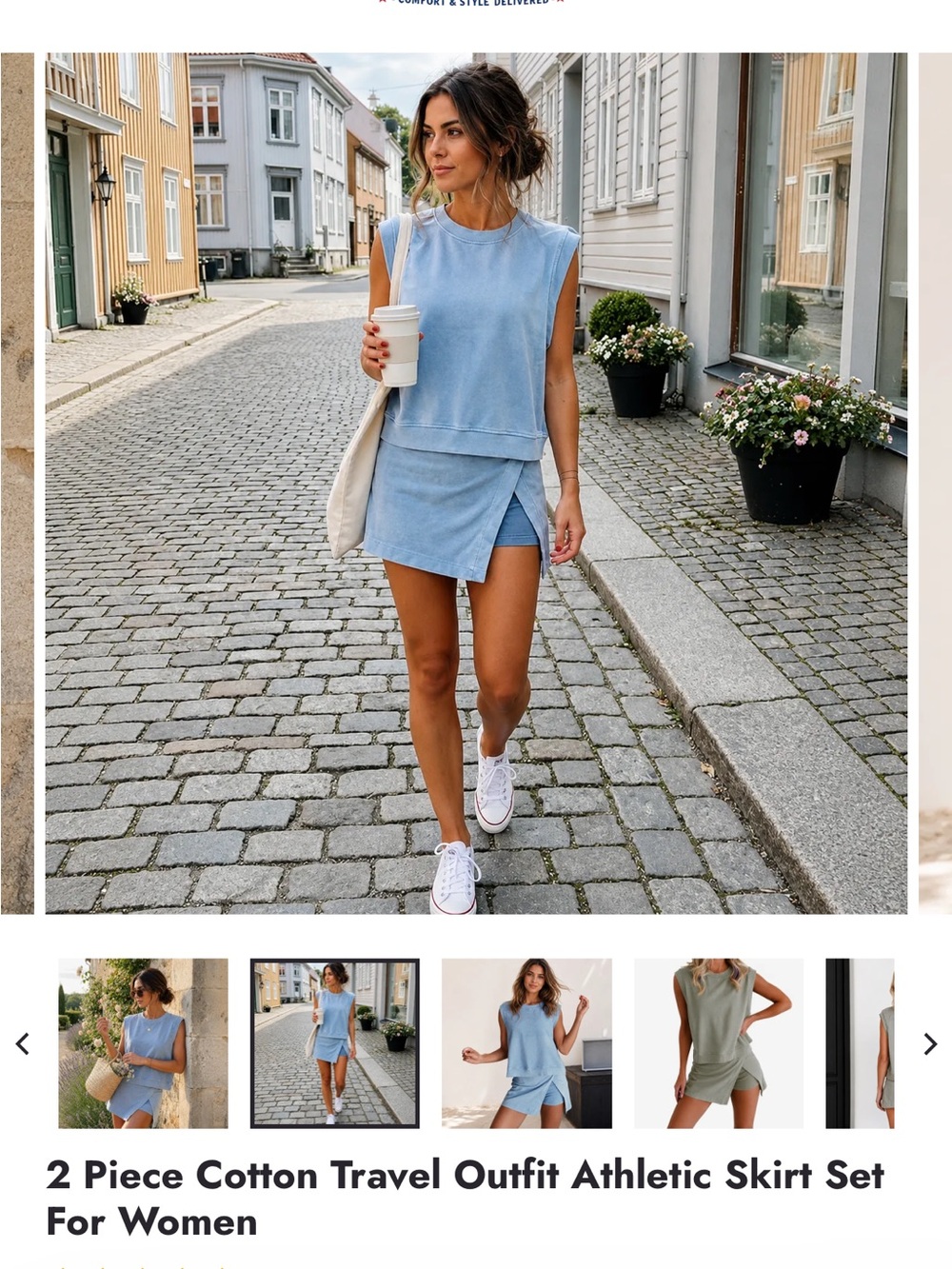 Dark Blue  2-Piece Skirt Set Dress - Casual Women’s Summer Out